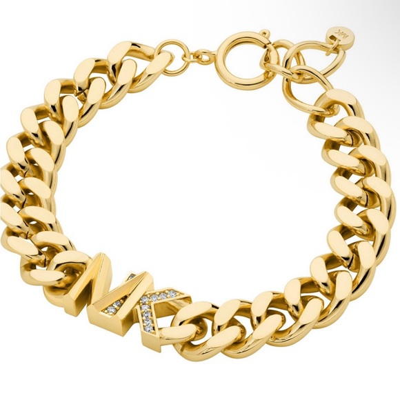 Michael Kors Gold Chain Link Bracelet with Logo - Picture 1 of 2